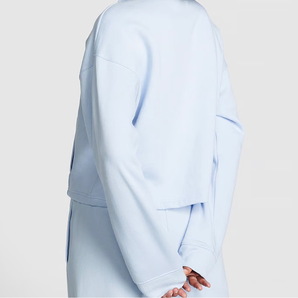 PINK Victoria's Secret Light Blue Half-Zip Sweatshirt - Picture 2 of 8